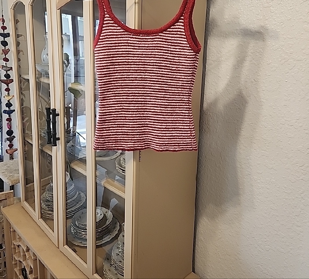 Lucia Red and White Striped Knit Tank Top - Picture 3 of 5
